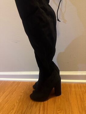 Aldo Black Over-the-Knee Block Heel Boots